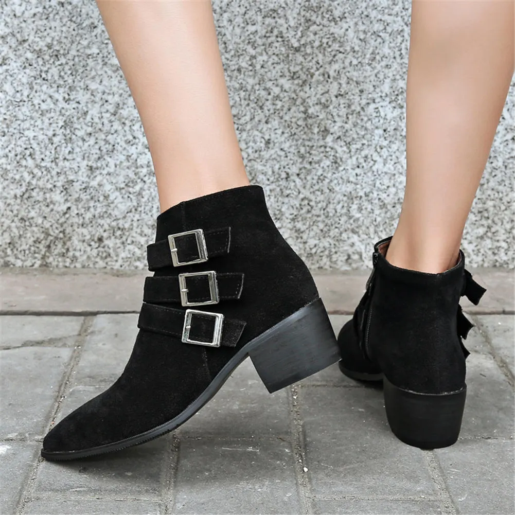 zip up ankle Boots women shoes pointed toe